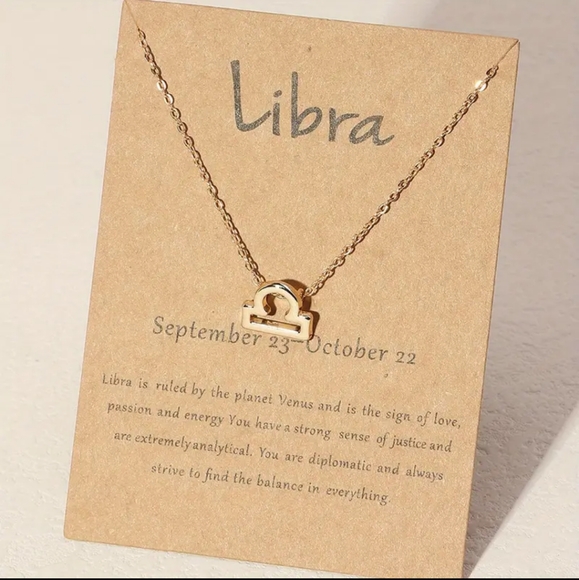 Liberal gold tones horoscopes celestial astrology necklace - Picture 4 of 7